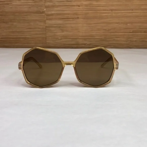 KOMONO Bonnie Clear Gold Sunglasses NEW Geometric Oversized